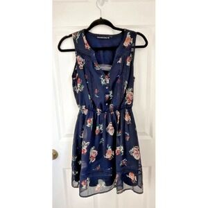 Abercrombie & Fitch Navy Mini Dress Women's XS Blue Floral Preppy 100% Polyester